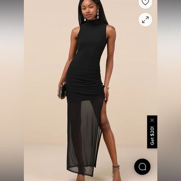 Lulus Dresses & Skirts - NWT Lulus black mesh mock neck dress. Sz M